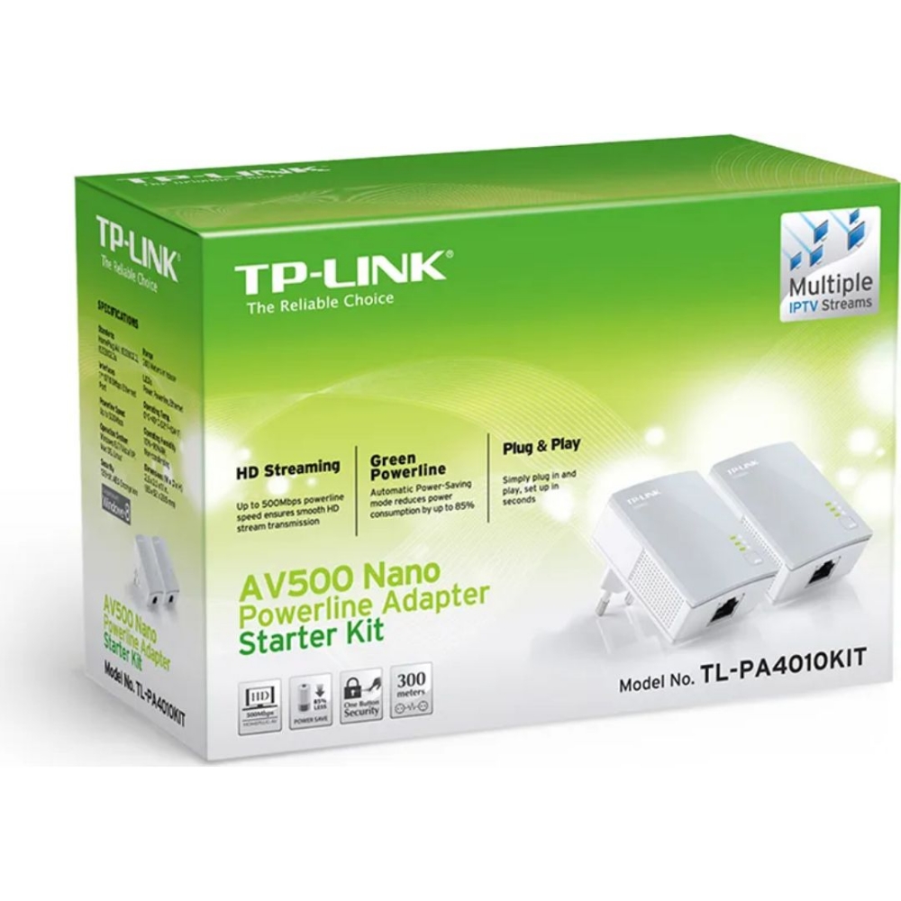Immagine di ADATTATORE ETHERNET PER RETE ELETTRICA POWERLINE KIT 2 ADATTATORI TP-LINK TL-PA4010KIT