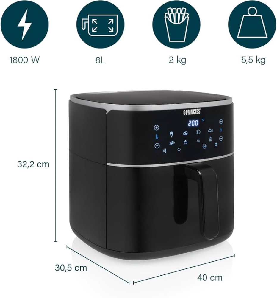 Immagine di FRIGGITRICE AD ARIA CALDA 4 LT PRINCESS 1350W 182238 NERO