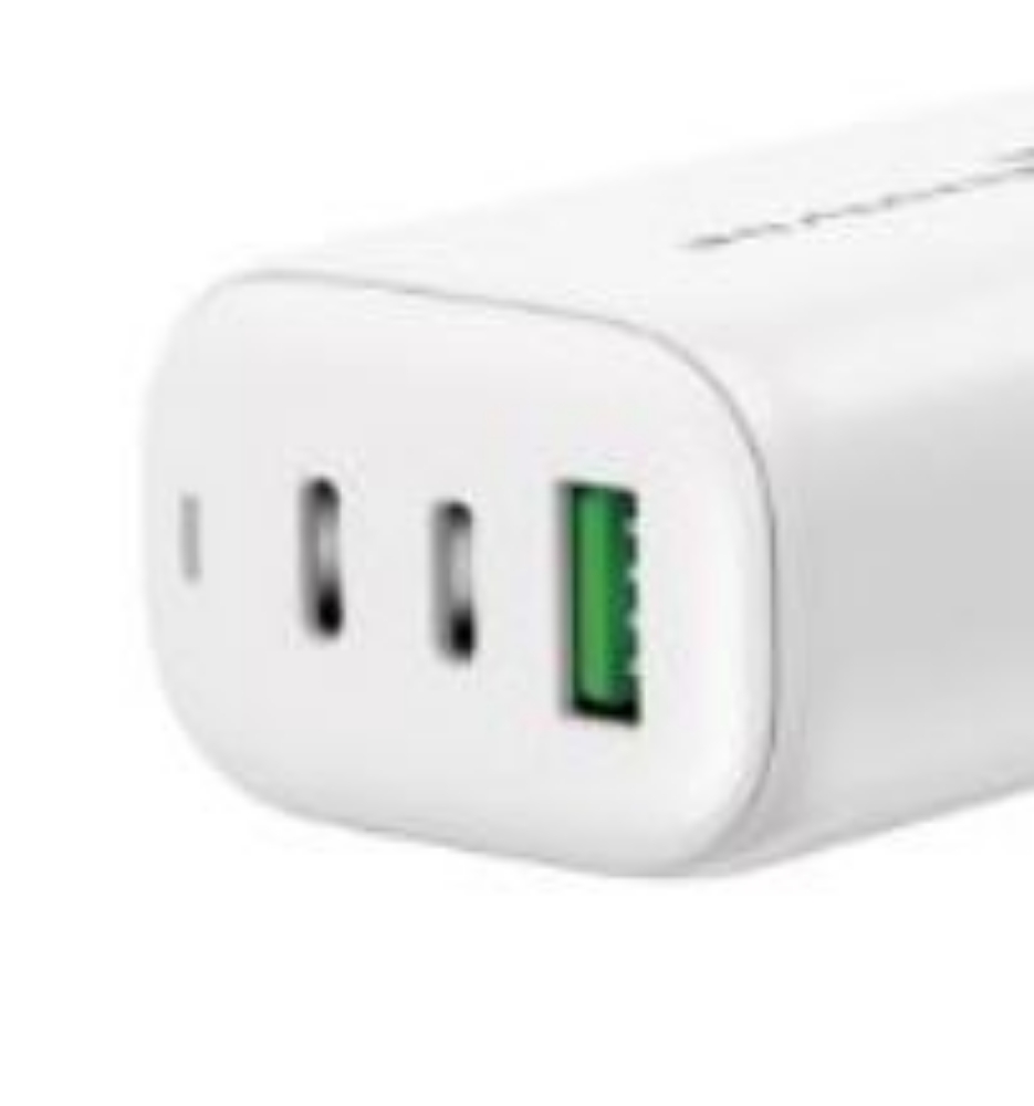 Immagine di CARICABATTERIA RAPIDO 65W GAN 3 PORTE (2USB-C USB-A) TECHMADE TM-P937-WH