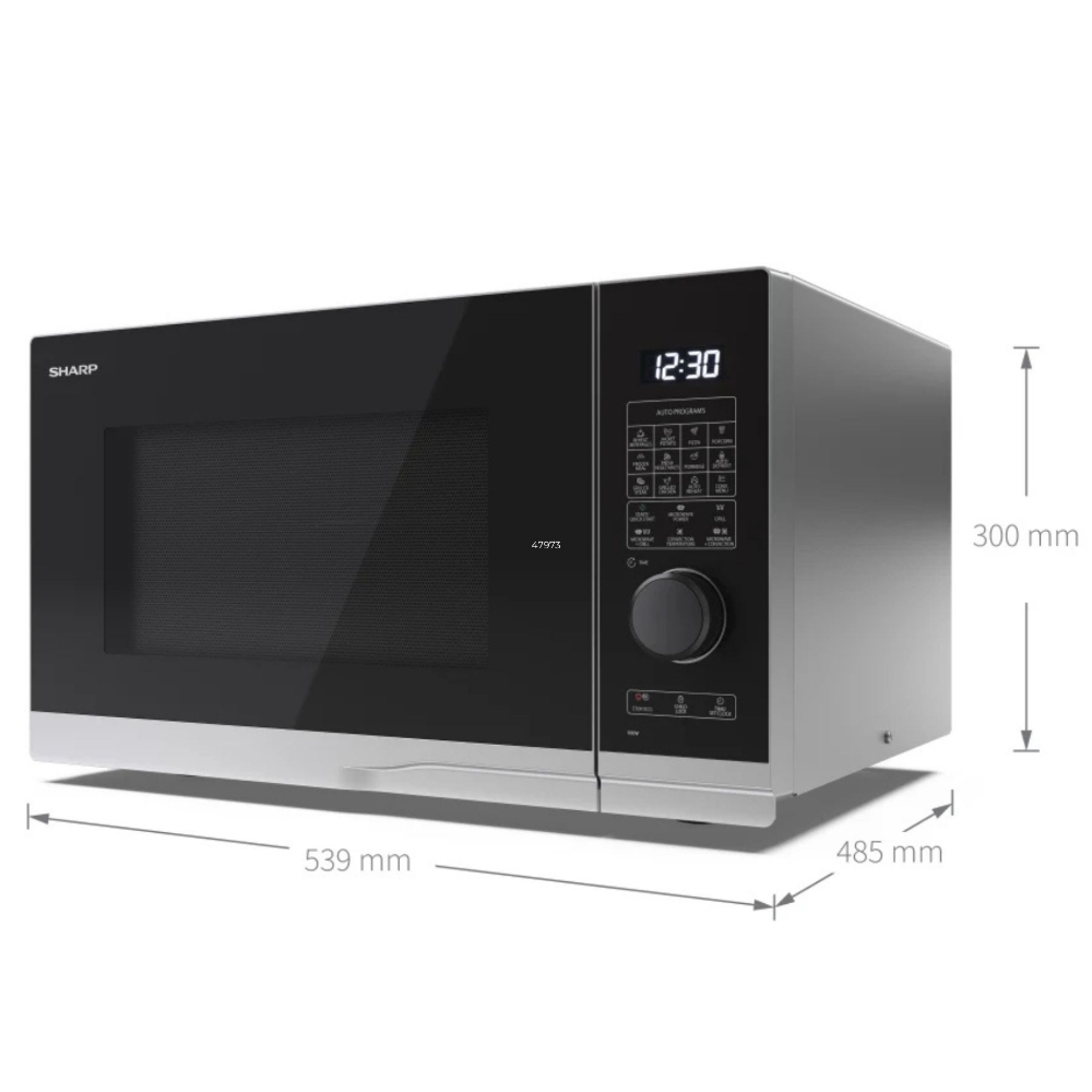 Immagine di FORNO MICROONDE CON GRILL E CONVENZIONE 28L 900W/1250W/2300W SHARP YC-PC284AE-S ACCIAIO