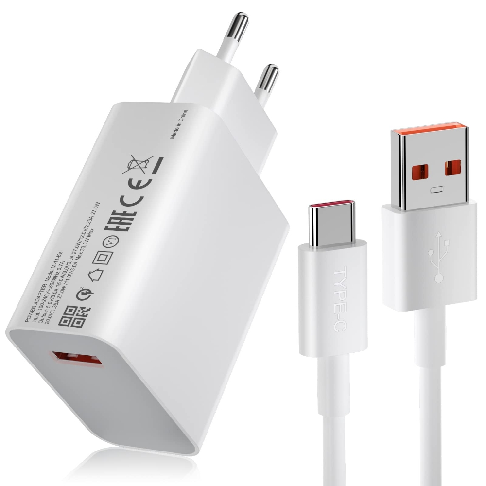 Immagine di CARICABATTERIA DA RETE 33W XIAOMI BHR9956EU USB-A + CAVO TYPE-C WHITE