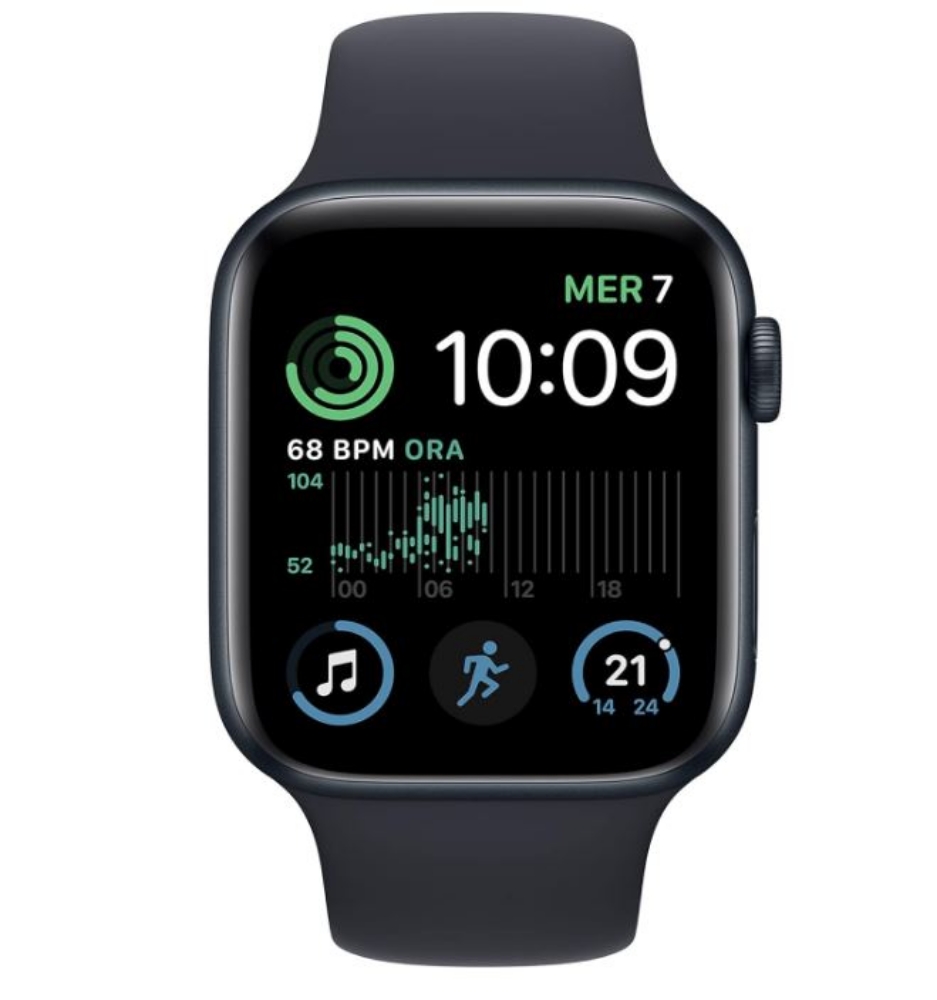 Immagine di SMARTWATCH APPLE WATCH SE 2 44MM GPS ALLUMINIO MEZZANOTTE CON CINTURINO SPORT MEZZANOTTE M/L MXEK3QF/A
