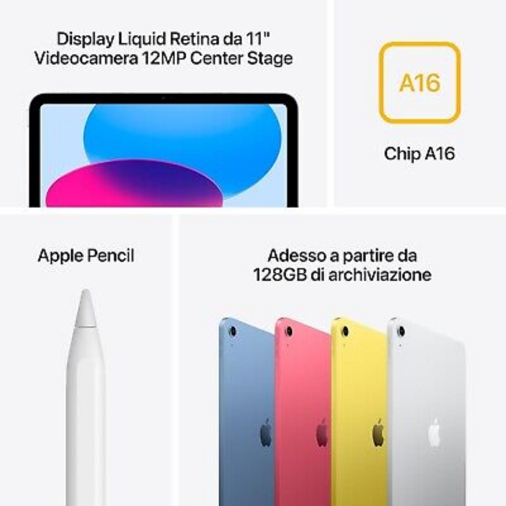 Immagine di TABLET APPLE IPAD 11 MD4D4TY/A 11" 128GB WI-FI YELLOW ITALIA