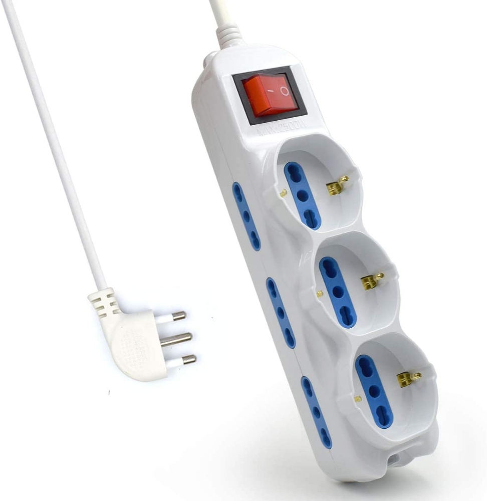 Picture of MULTIPRESA 9 PRESE CON PROTEZIONI E SPINA ITA - 6 ITA - 3 ITA+SCHUKO EWENT EW3928 BIANCO