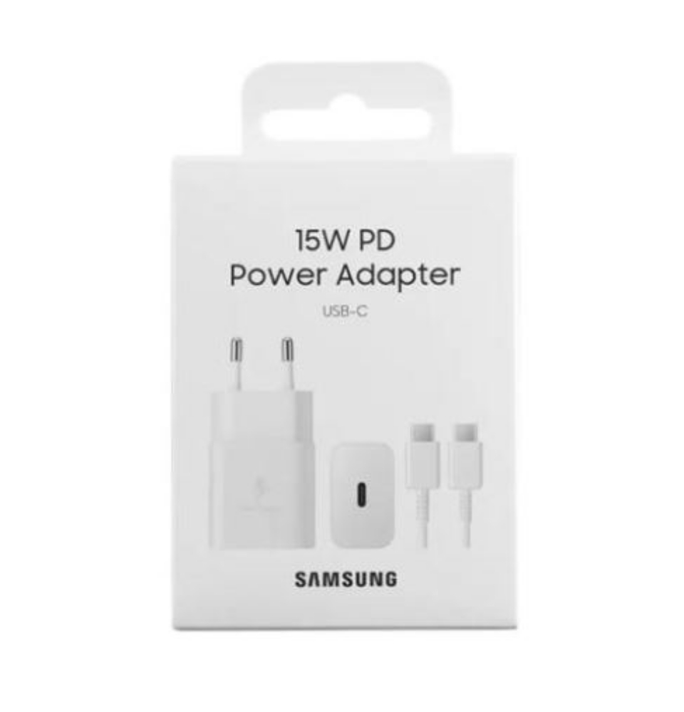 Immagine di CARICABATTERIA DA RETE SAMSUNG SUPER FAST CHARGING 15W USB-C EP-T1510XWEGEU + CAVO TYPE-C WHITE
