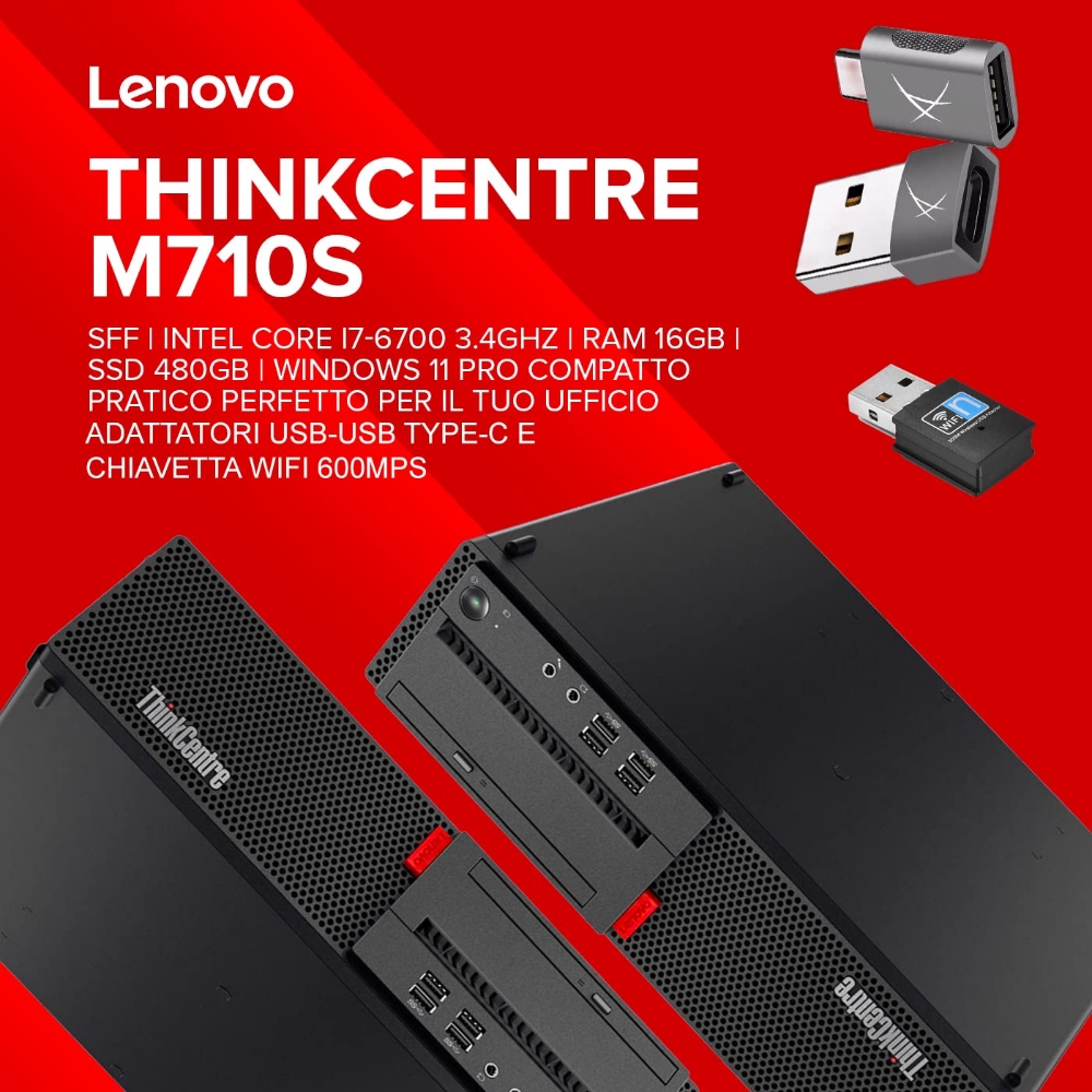 Picture of PC LENOVO M710S SFF I5-6TH/16GB/256GB/SSD/W10 RICONDIZIONATO GRADO A