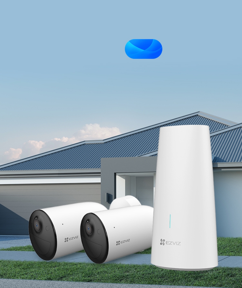 Immagine di KIT 2 TELECAMERE DI VIDEOSORVEGLIANZA DA ESTERNO FHD EZVIZ A BATTERIA + BASE EZVCSBC1B2