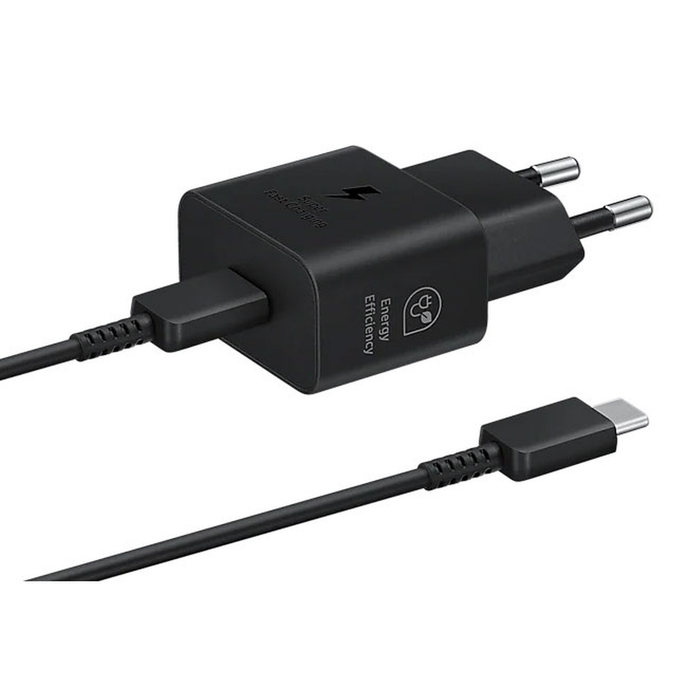Immagine di CARICABATTERIA DA RETE SAMSUNG SUPER FAST CHARGING 25W USB-C + CAVO TYPE-C EP-T2510XBEGEU BLACK