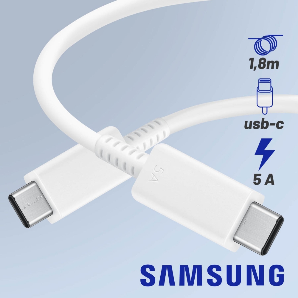 Immagine di CAVO DATI/CARICA PER SMARTPHONE TYPE-C / TYPE-C SAMSUNG 5A 1,8M EP-DX510JWEGEU WHITE