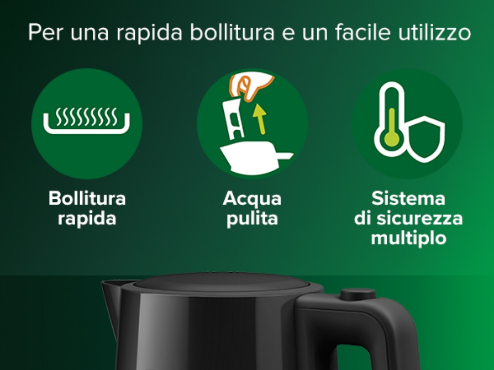 Immagine di BOLLITORE ELETTRICO PHILIPS SERIE 3000 1,7L 2200W HD9318/20 BLACK