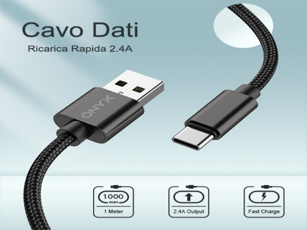 Picture of CAVO CARICA RAPIDA 1M PER SMARTPHONE ONYX OX-C1 USB TYPE-C