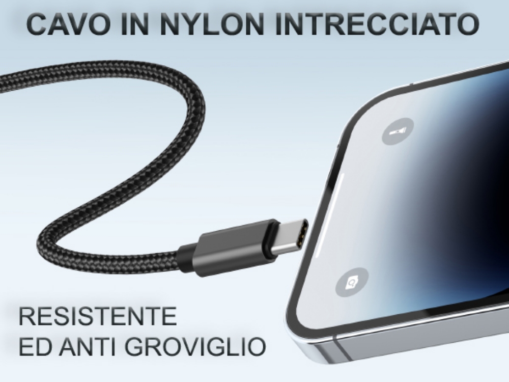 Picture of CAVO CARICA RAPIDA 1M PER SMARTPHONE ONYX OX-C1 USB TYPE-C