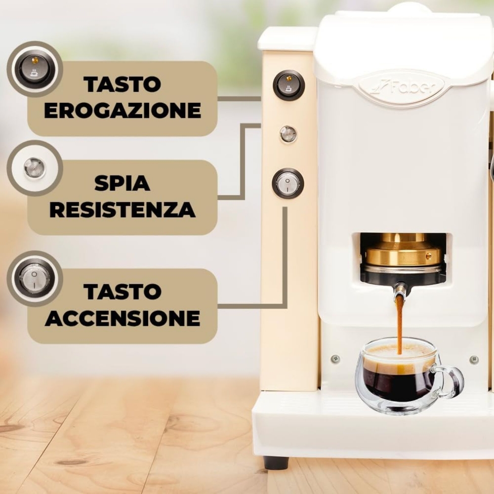 Picture of MACCHINA DA CAFFE' FABER SLOT PLAST BASIC TELAIO BIANCO PLASTICHE BIANCO PRESSACIALDA IN OTTONE SPBIABBASOTT