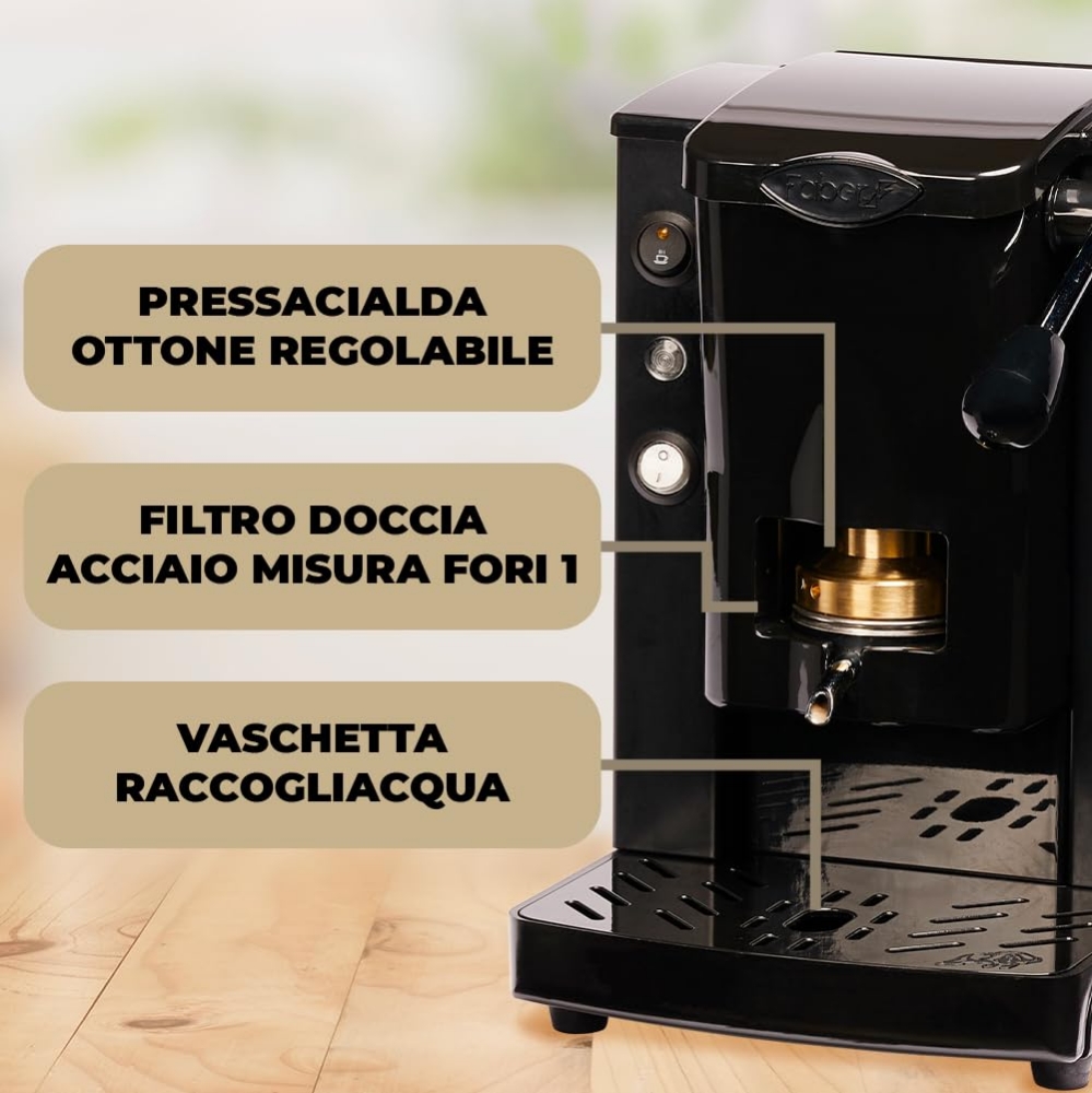 Picture of MACCHINA DA CAFFE' FABER SLOT PLAST BASIC TELAIO NERO PLASTICHE NERO PRESSACIALDA IN OTTONE SPNERNBAS