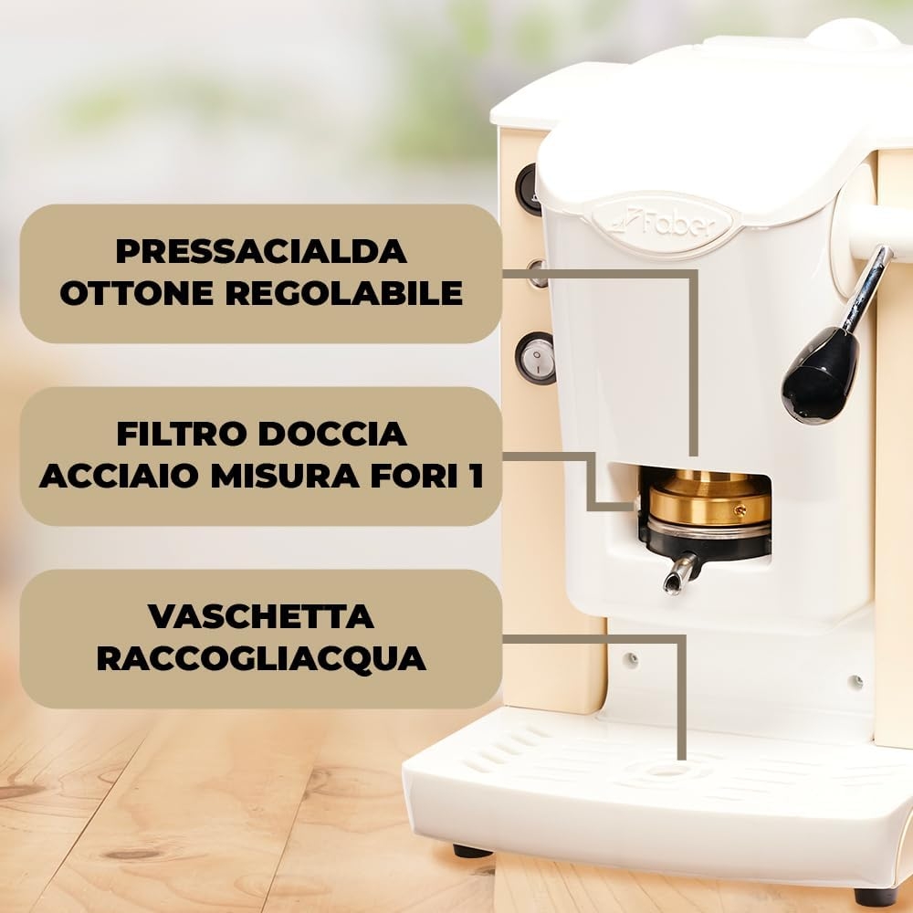 Picture of MACCHINA DA CAFFE' FABER SLOT PLAST BASIC TELAIO BIANCO PLASTICHE AVORIO PRESSACIALDA IN OTTONE SPSABBBASOTT