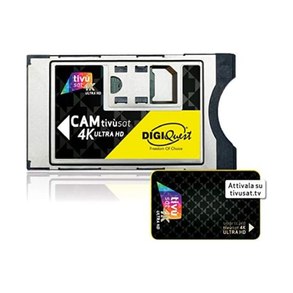 Immagine di MODULO FASTCAM 4K UHD TIVUSAT + SMARTCARD TIVÙSAT NERA DIGIQUEST BUNDLETVSAT4K