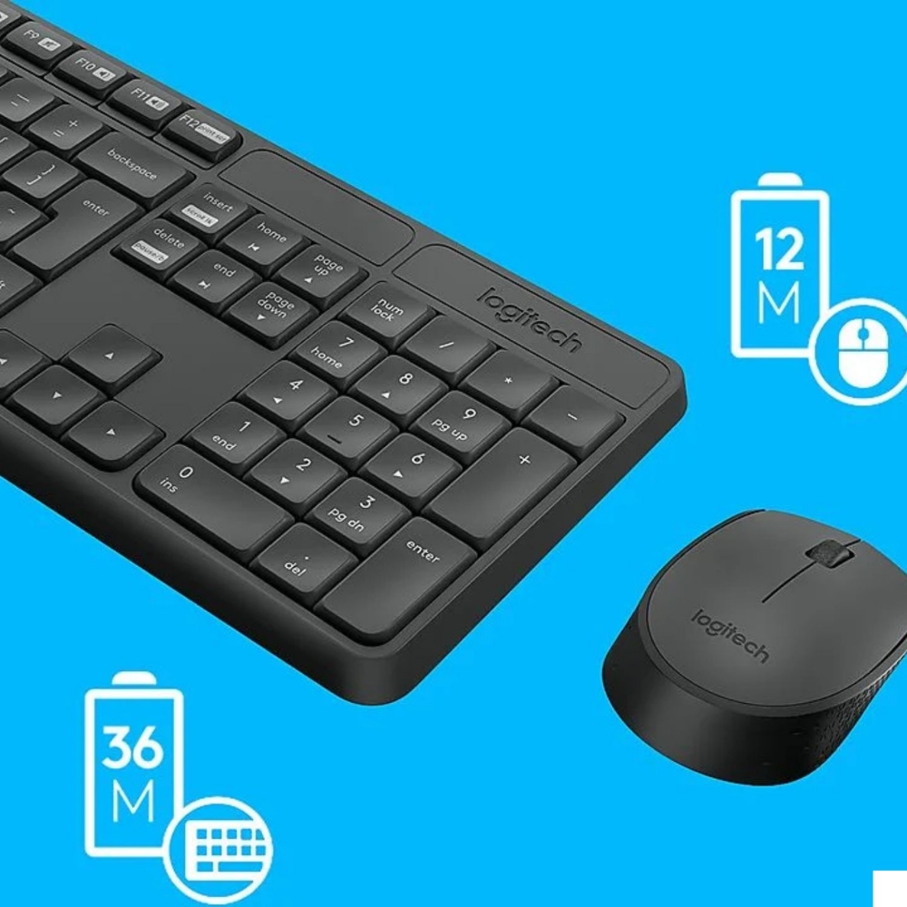 Immagine di TASTIERA + MOUSE OTTICO WIRELESS LOGITECH COMBO MK235 920-007913 NERO