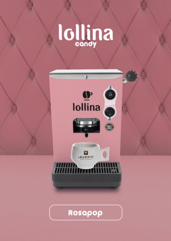 Picture of MACCHINA DA CAFFE' LOLLO CAFFE' LOLLINA CANDY ROSAPOP + BOX 40 CIALDE LOLLO MIX ORO