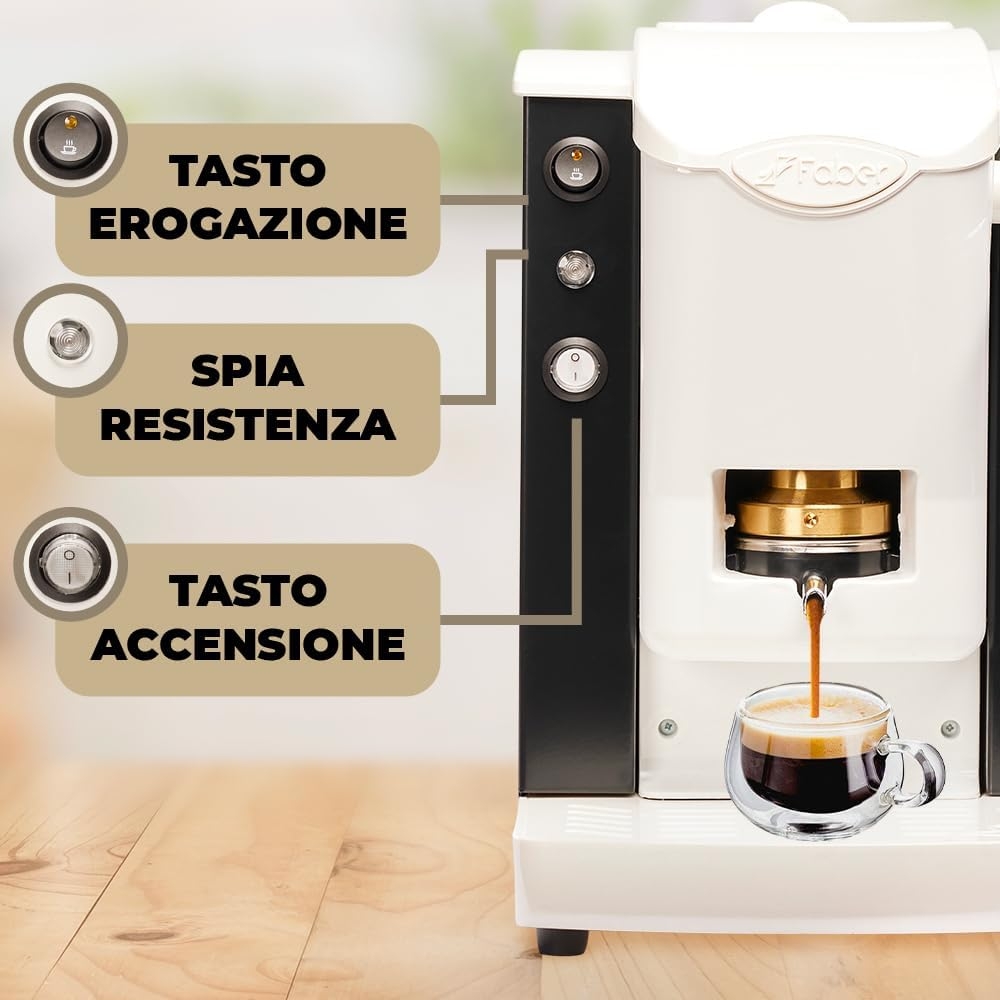 Picture of MACCHINA DA CAFFE' FABER SLOT PLAST BASIC TELAIO BIANCO PLASTICHE NERO PRESSACIALDA IN OTTONE SPBIANBASOTT