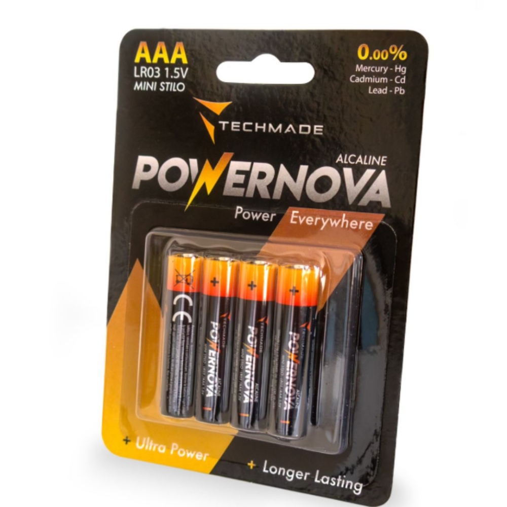 Immagine di BATTERIA MINISTILO AAA ALCALINA 4PZ TECHMADE TM-LR03