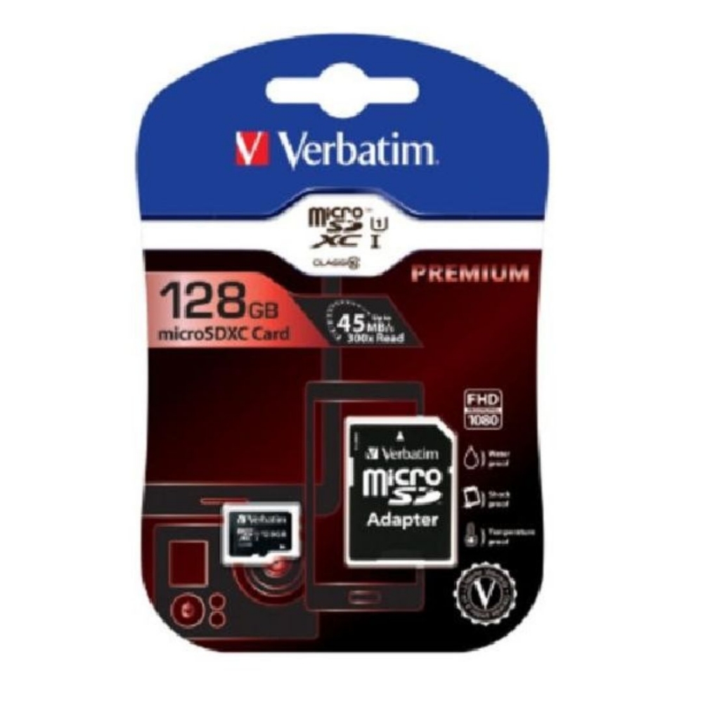 Picture of MEMORY CARD MICRO SD/TRANSFLASH 128GB VERBATIM CLASSE 10 44085