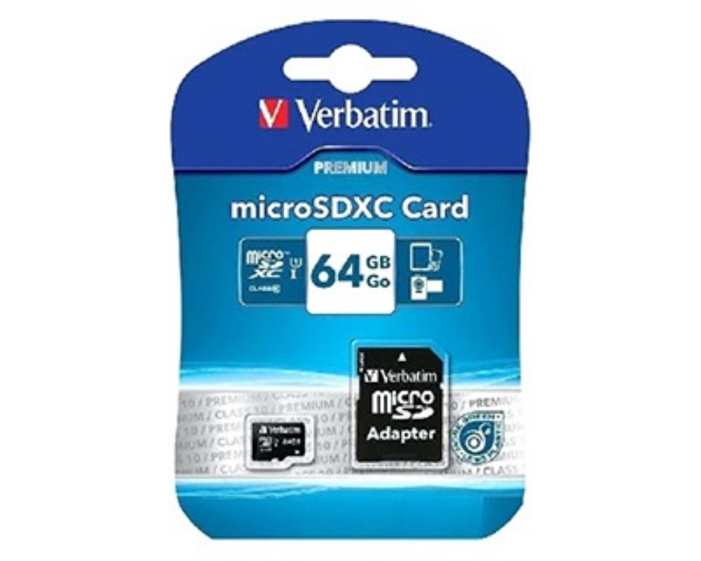 Picture of MEMORY CARD MICRO SD/TRANSFLASH 64GB VERBATIM CLASSE 10 44084