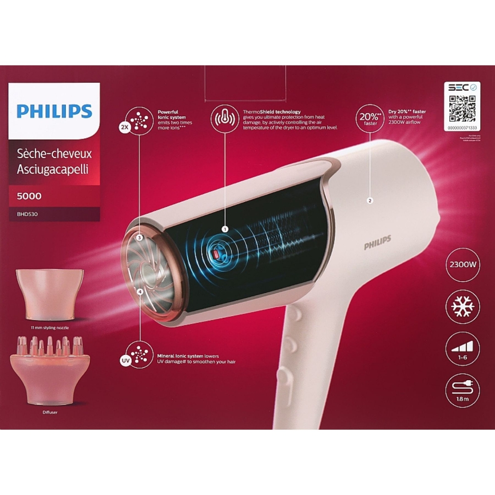 Immagine di ASCIUGACAPELLI PHILIPS SERIE 5000 2300W BHD530/00 WHITE
