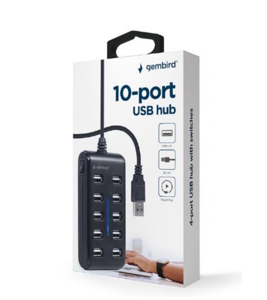 Picture of HUB USB 2.0 10 PORTE TECHMADE UHB-U2P10P-01 BLACK