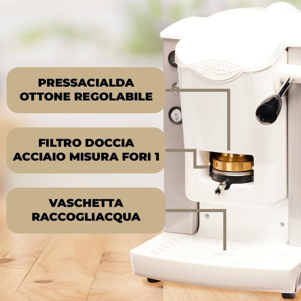 Picture of MACCHINA DA CAFFE' FABER SLOT PLAST BASIC TELAIO GRIGIO PLASTICHE BIANCO PRESSACIALDA IN OTTONE SPGRIBBASOTT