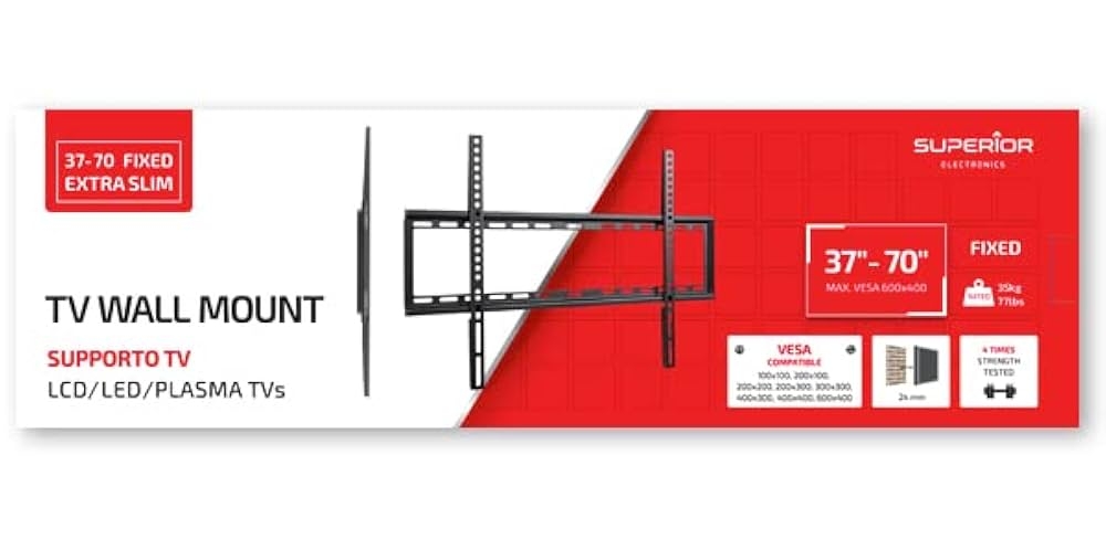 Picture of STAFFA MONTAGGIO PER TV A MURO CON SUPPORTO FISSO 37"-86" SUPERIOR SUPSTV006
