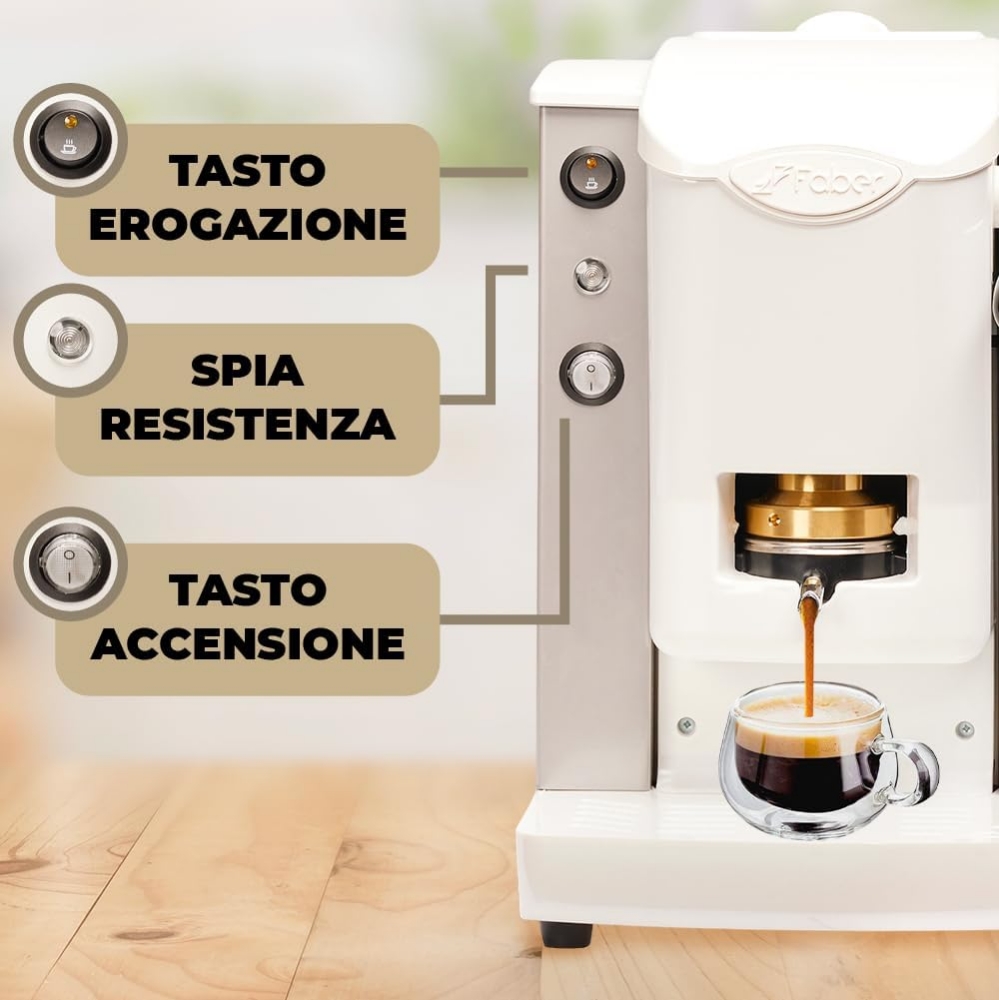 Picture of MACCHINA DA CAFFE' FABER SLOT PLAST BASIC TELAIO GRIGIO PLASTICHE BIANCO PRESSACIALDA IN OTTONE SPGRIBBASOTT