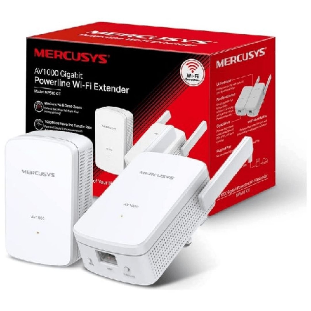 Picture of ADATTATORE ETHERNET PER RETE ELETTRICA POWERLINE MERCUSYS MP510 KIT