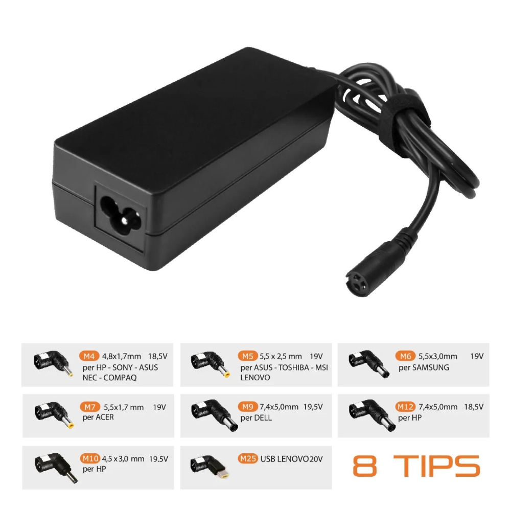 Immagine di ALIMENTATORE UNIVERSALE PER NOTEBOOK TECHMADE 65W TM-AFUA06