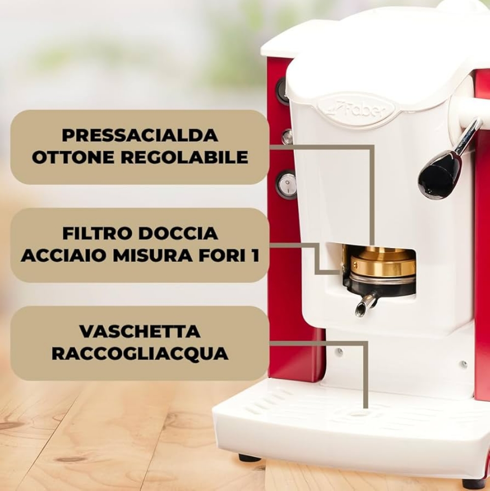 Picture of MACCHINA DA CAFFE' FABER SLOT PLAST BASIC TELAIO SABBIA PLASTICHE BIANCO PRESSACIALDA IN OTTONE