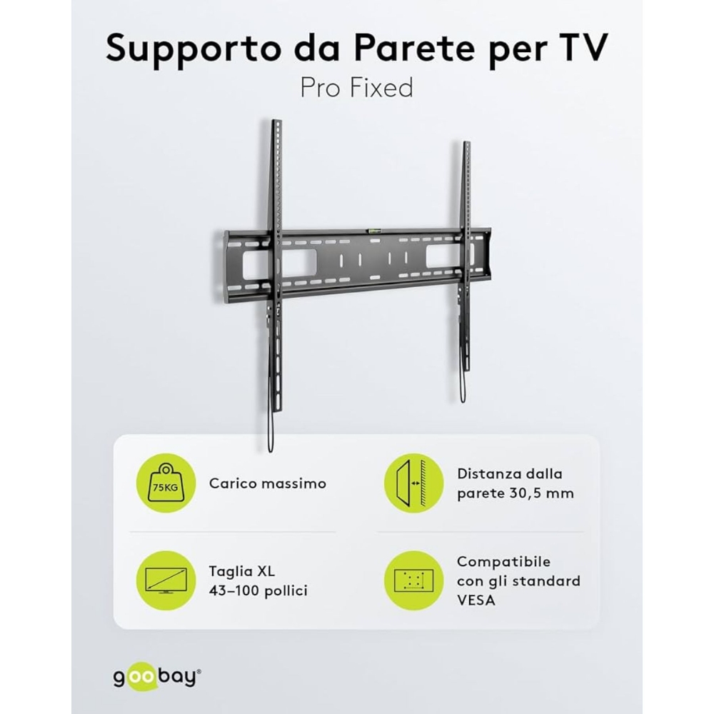 Immagine di STAFFA MONTAGGIO PER TV A MURO CON SUPPORTO FISSO 60"-100" SUPERIOR SUPSTV007