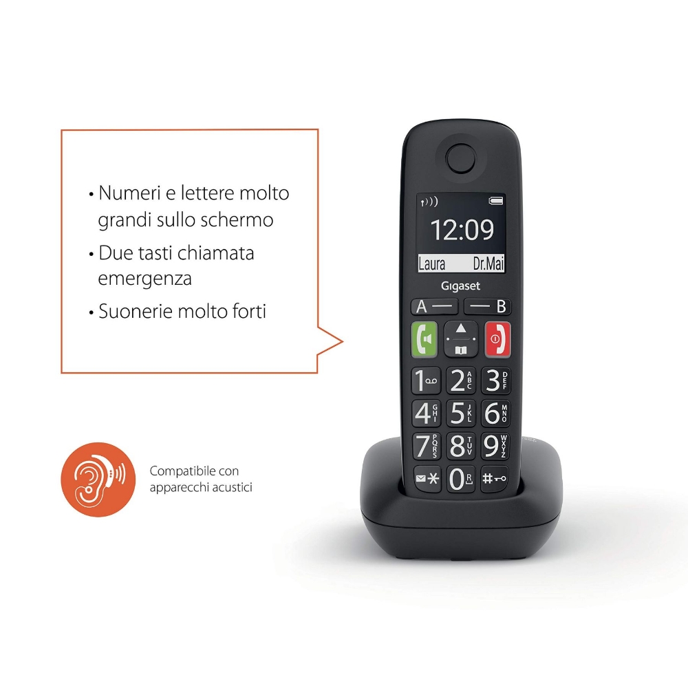 Immagine di CORDLESS SIEMENS GIGASET DUO E290 BLACK