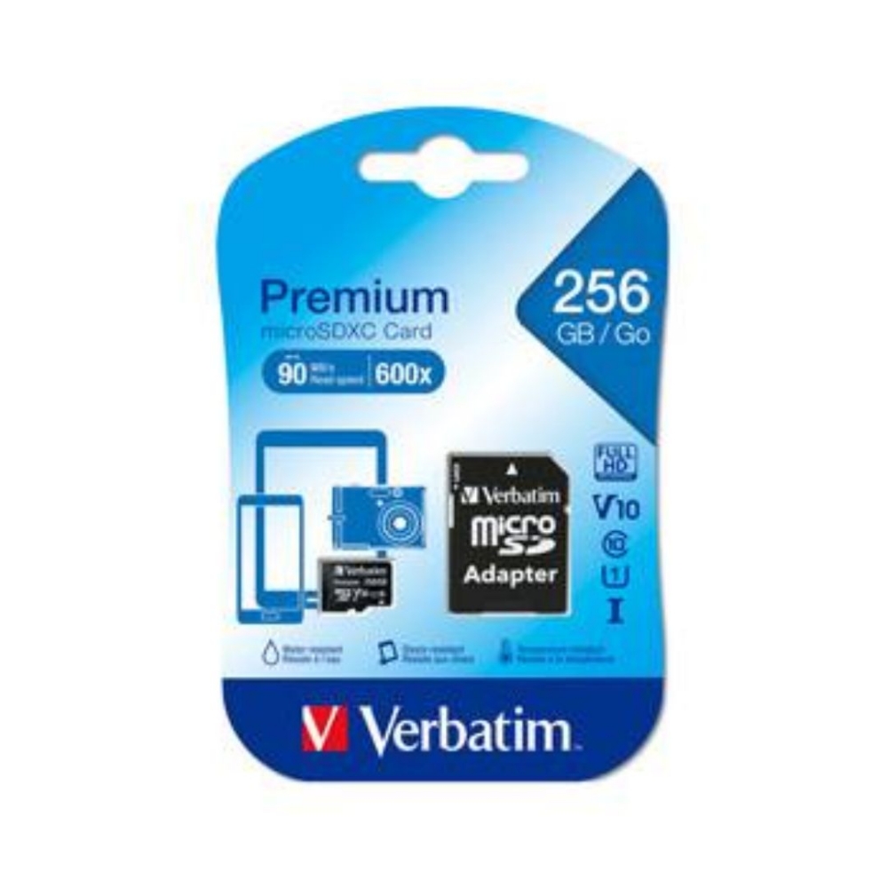 Immagine di MEMORY CARD MICRO SD/TRANSFLASH 256GB VERBATIM CLASSE 10 44087