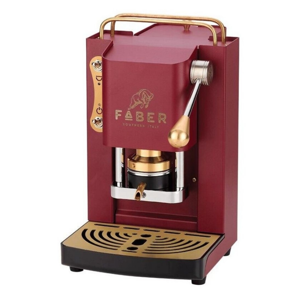 Picture of MACCHINA DA CAFFE' FABER PRO DELUXE PROCHERRYBASOTT PRESSACIALDA IN OTTONE CHERRY RED