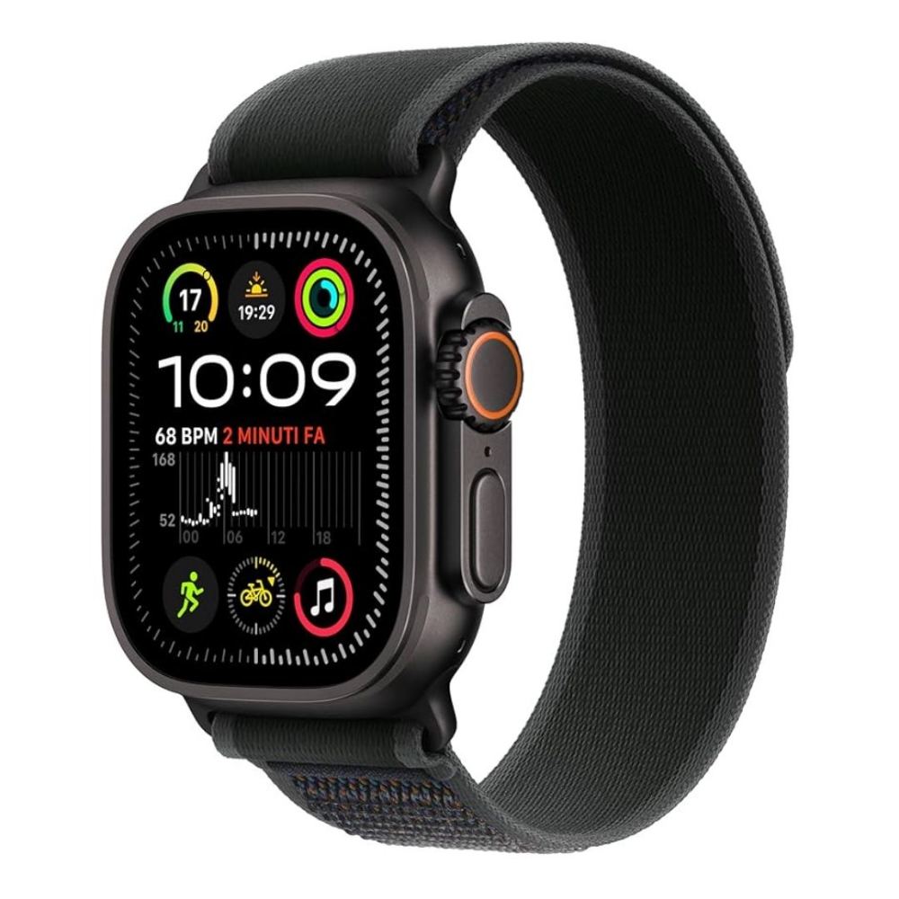 Picture of SMARTWATCH APPLE WATCH ULTRA 2 49MM GPS + 4G TITANIO CON CINTURINO NERO TRAIL LOOP MX4U3TY/A ITALIA