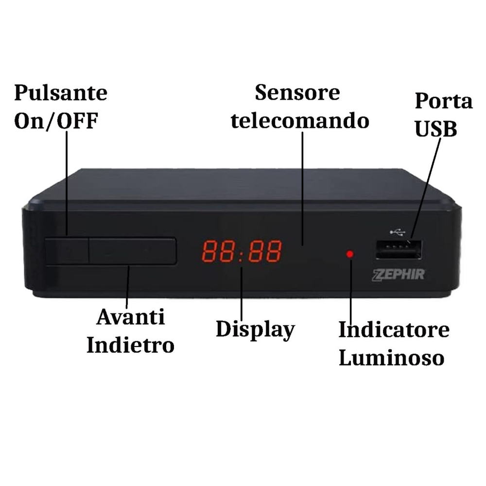 Immagine di DECODER DIGITALE TERRESTRE DVB-T2/HEVC ZEPHIR ZDEBT2