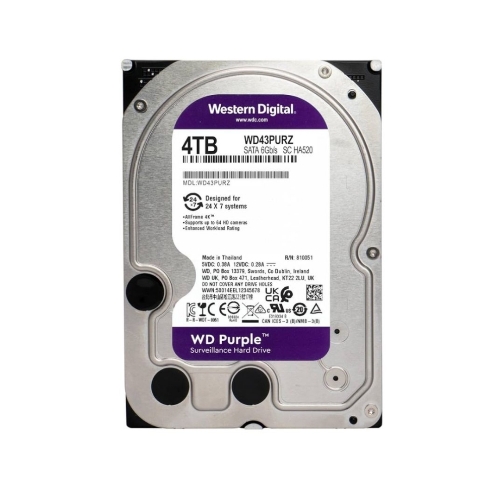 Picture of HARD DISK 3,5 SATA III 04TB WESTERN DIGITAL WD43PURZ PURPLE