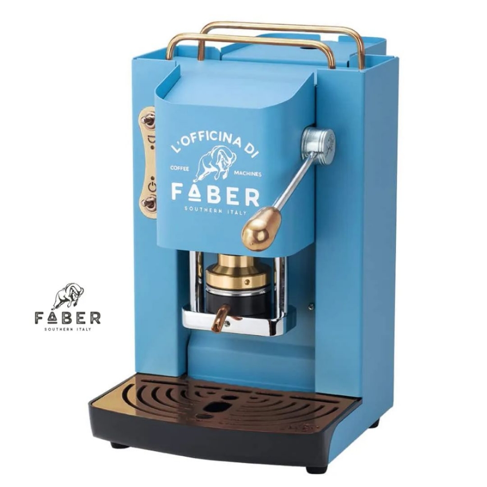 Immagine di MACCHINA DA CAFFE' FABER PRO DELUXE PROBLUBASOTT PRESSACIALDA IN OTTONE TURQUIOSE