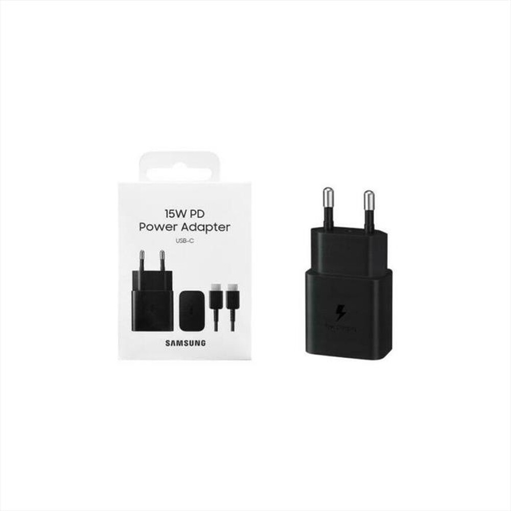 Immagine di CARICABATTERIA DA RETE SAMSUNG SUPER FAST CHARGING 15W USB-C EP-T1510XBEGEU + CAVO TYPE-C BLACK