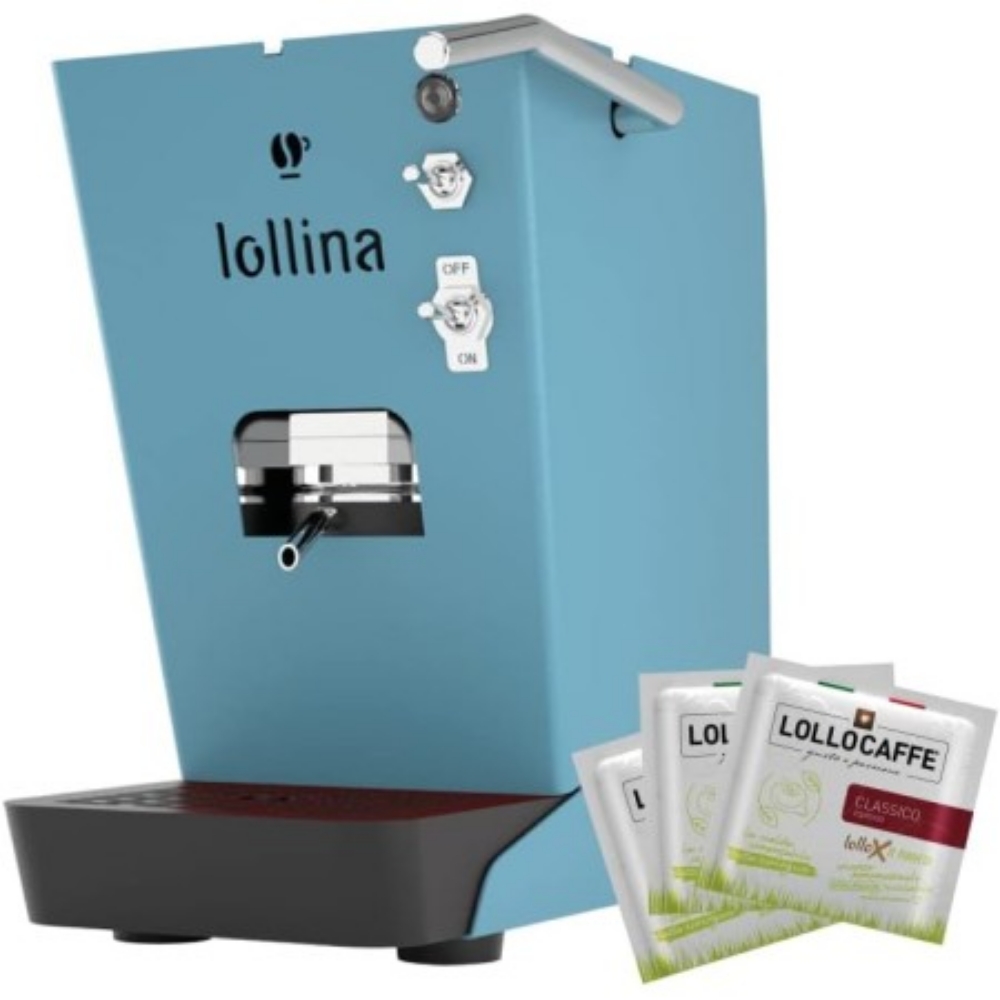 Picture of MACCHINA DA CAFFE' LOLLO CAFFE' LOLLINA BASIC TURCHESE + BOX 40 CIALDE LOLLO MIX CLASSICA
