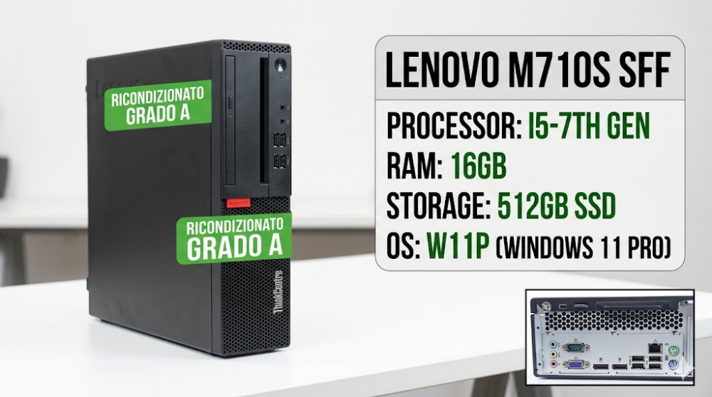 Picture of PC LENOVO M710S SFF I5-7TH/16GB/512GB/W11P RICONDIZIONATO GRADO A
