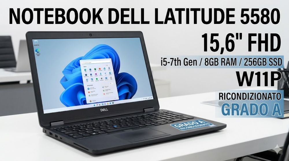 Picture of NOTEBOOK DELL LATITUDE 5580 15,6" FHD I5-7TH/8GB/256GB/W11P RICONDIZIONATO GRADO A