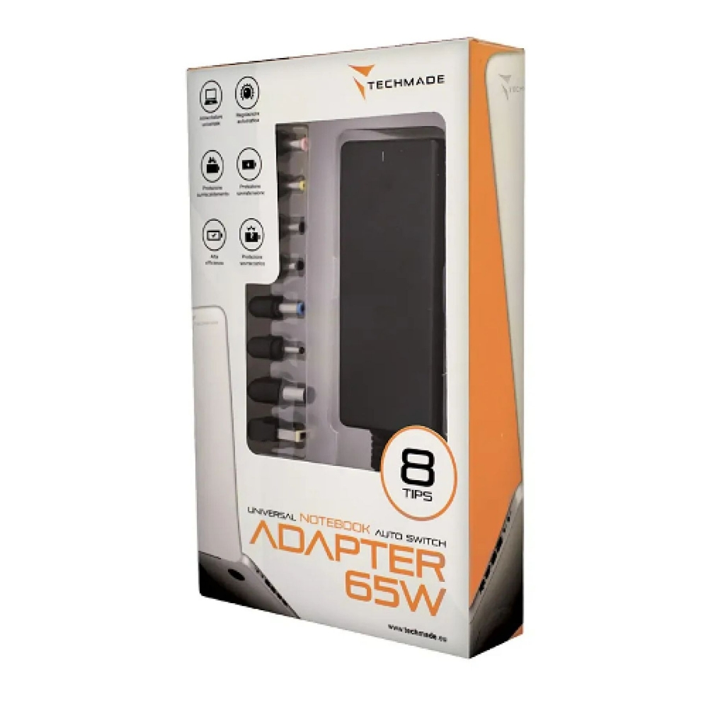 Immagine di ALIMENTATORE UNIVERSALE PER NOTEBOOK TECHMADE 65W TM-AFUA06