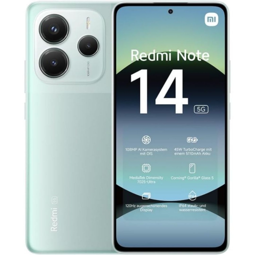 Picture of SMARTPHONE XIAOMI REDMI NOTE 14 5G 6+128GB DUOS CORAL GREEN ITALIA