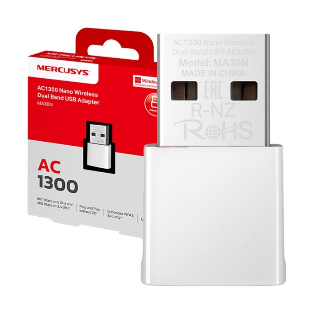 Immagine di USB ADAPTER AC1300 WIRELESS MERCUSYS MA30N