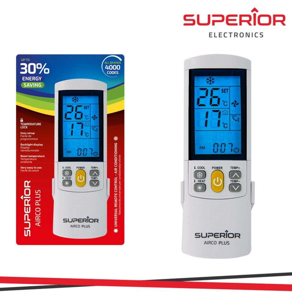 Immagine di TELECOMANDO UNIVERSALE PER CONDIZIONATORI SUPERIOR AIRCO PLUS SUPCU001
